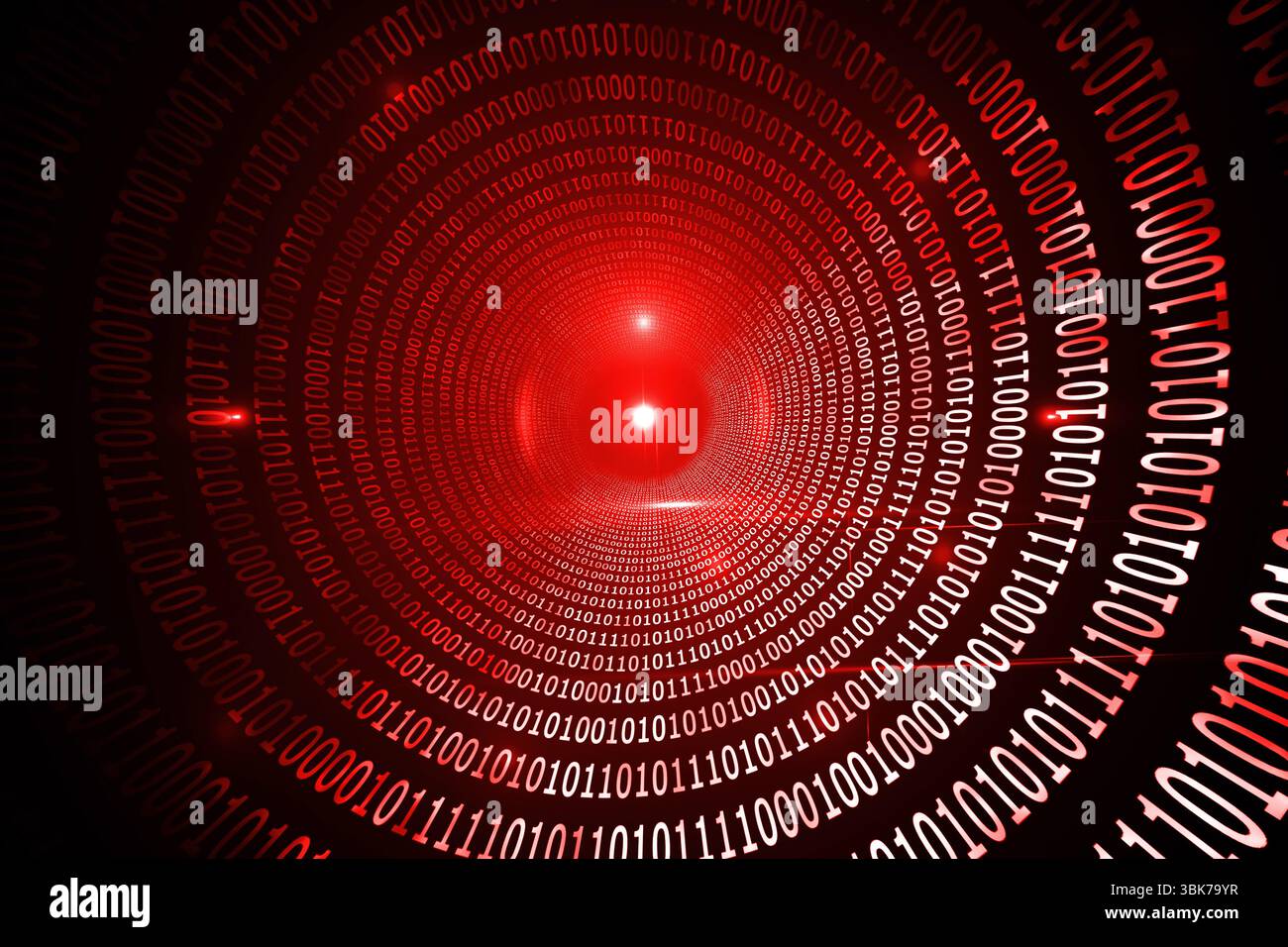 Shiny red binary code on black background Stock Photo