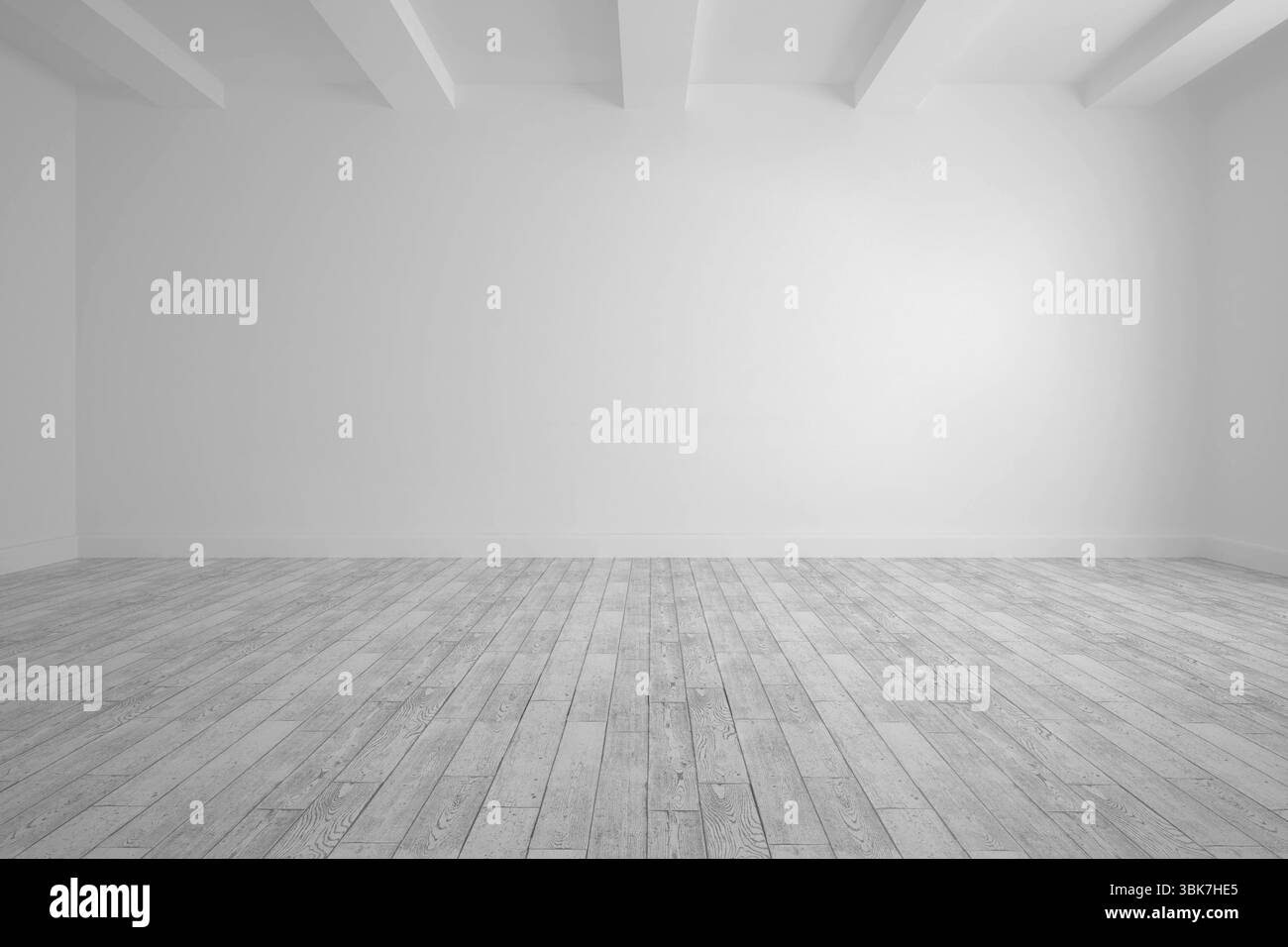 Flat design empty room is showing light-gray floorboards, exposed ...
