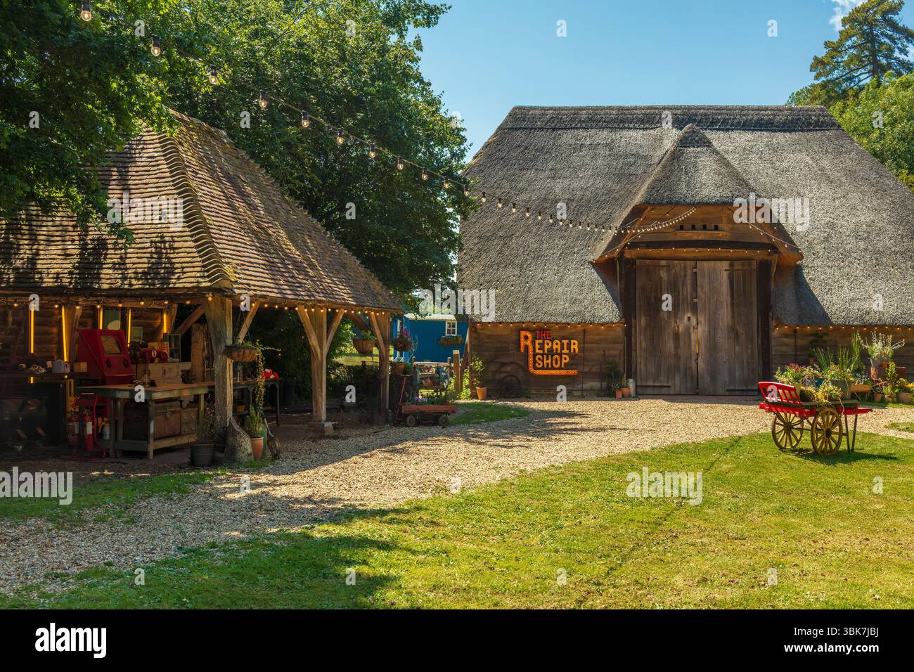 Court Barn, home of The Repair Shop. Weald and Downland Living museum. Stock Photo