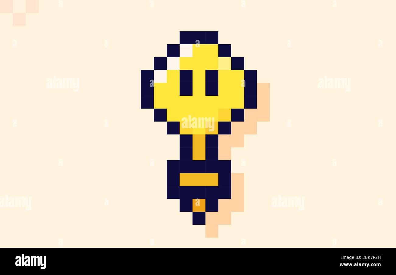 Yellow Bulb icon drawn in pixel art style Stock Vector Image & Art - Alamy