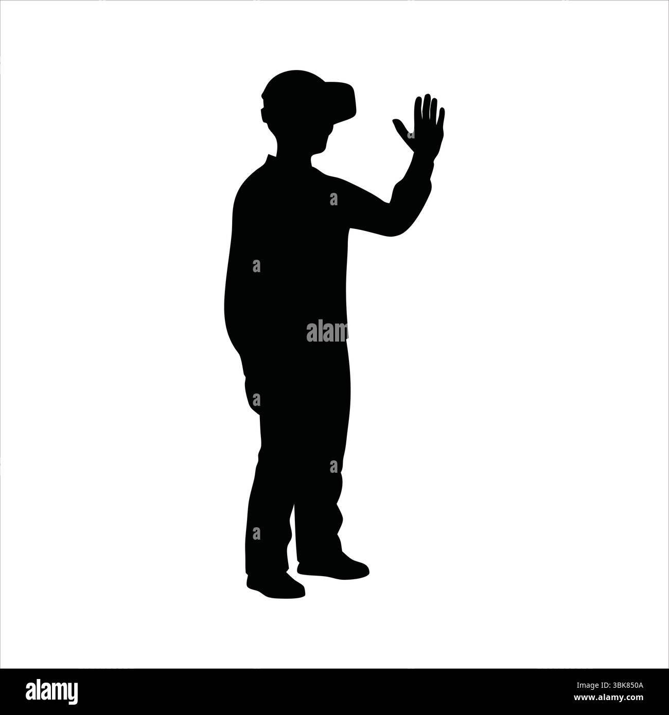 Person Using VR Headset Silhouette - Virtual Reality Experience Silhouette Vector Stock Vector