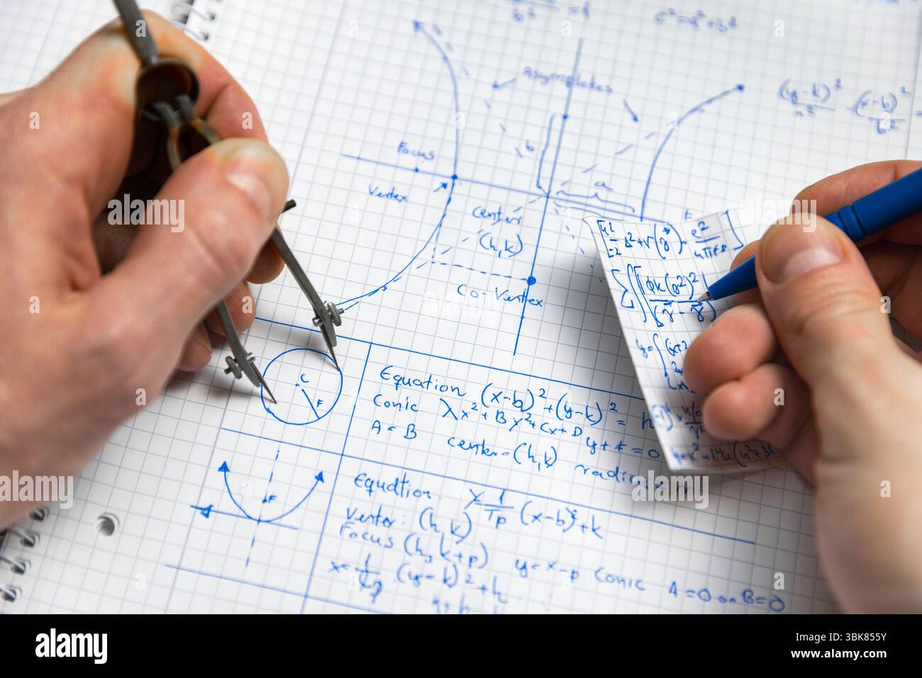 Math handwriting in notebook close up Stock Photo
