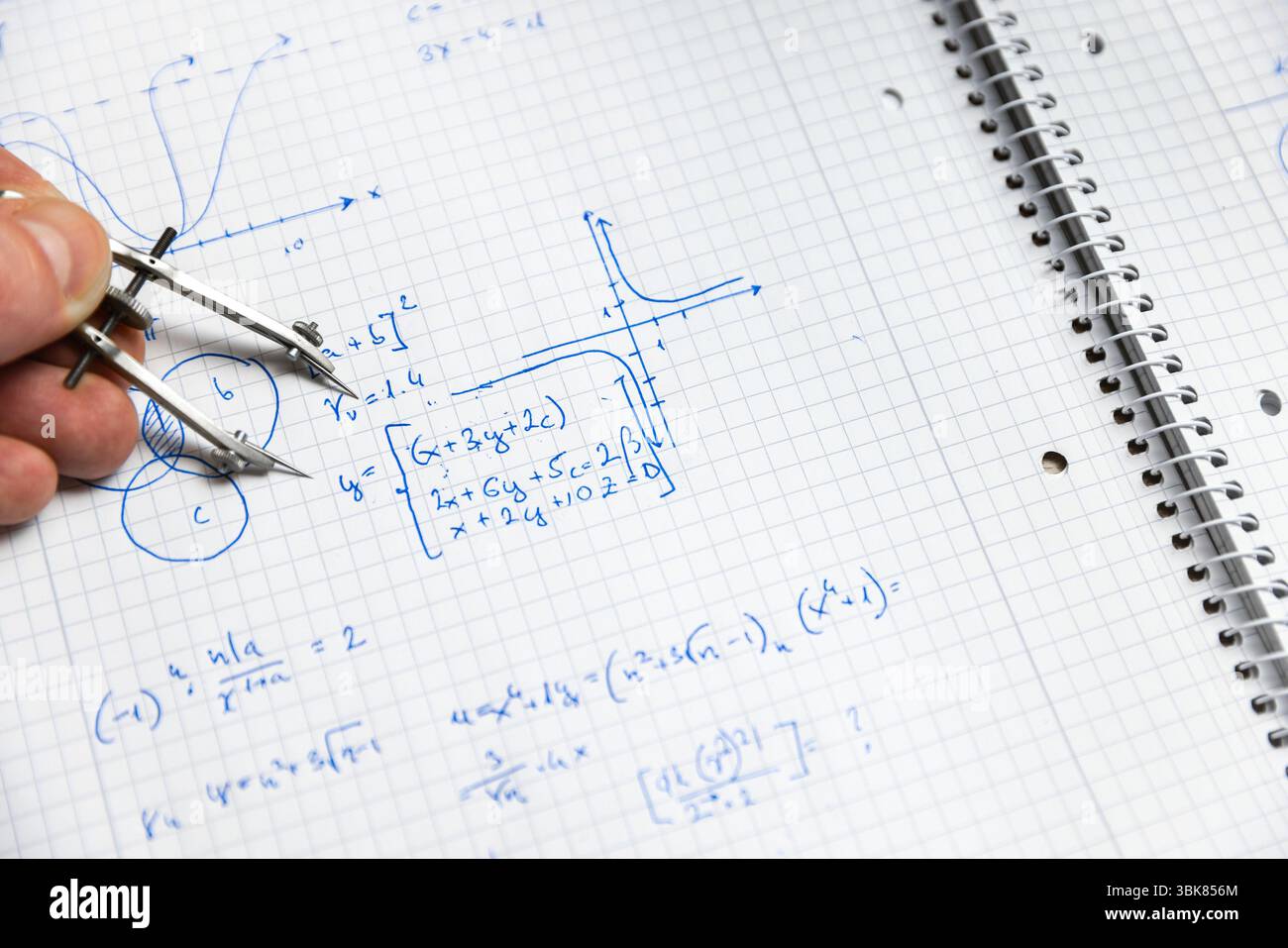 Math handwriting in notebook close up Stock Photo