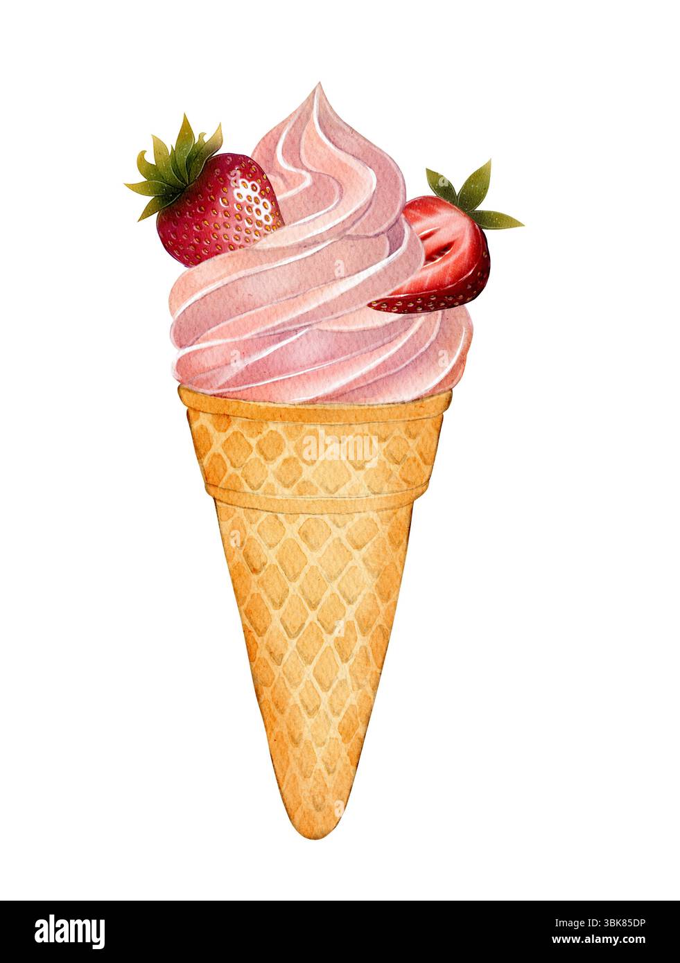 Strawberry ice cream cone clipart Cut Out Stock Images & Pictures