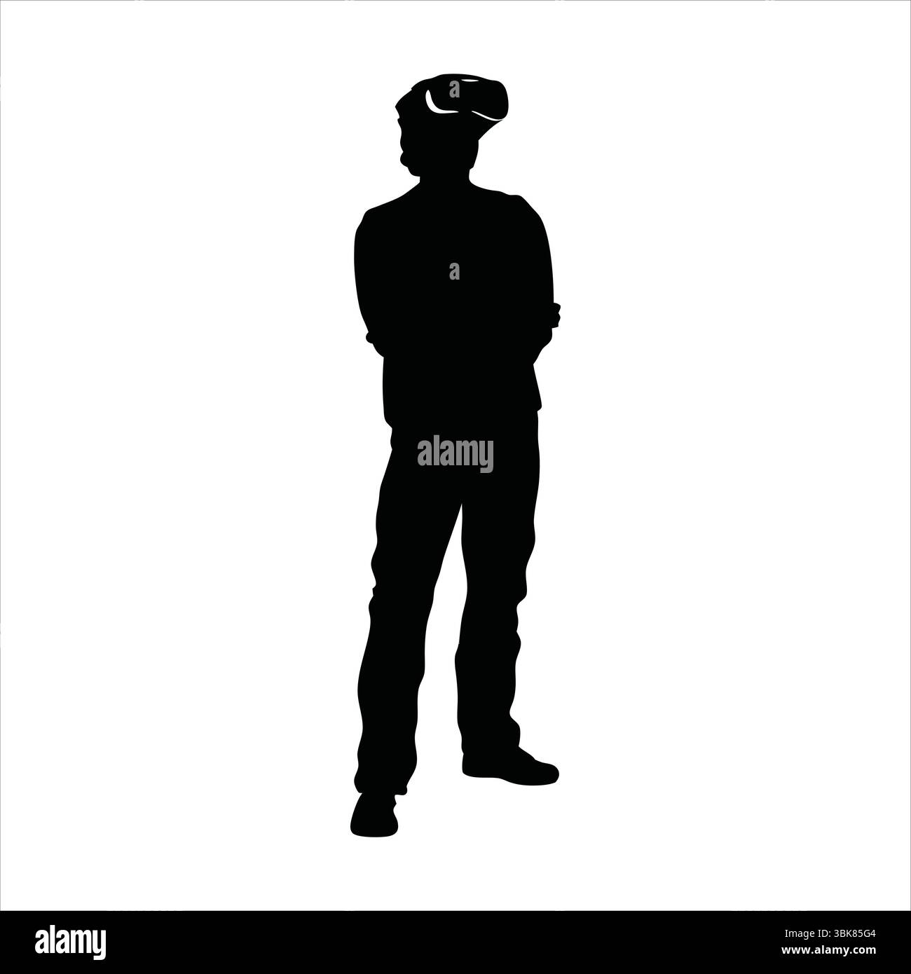 Person Using VR Headset Silhouette - Virtual Reality Experience Silhouette Vector Stock Vector