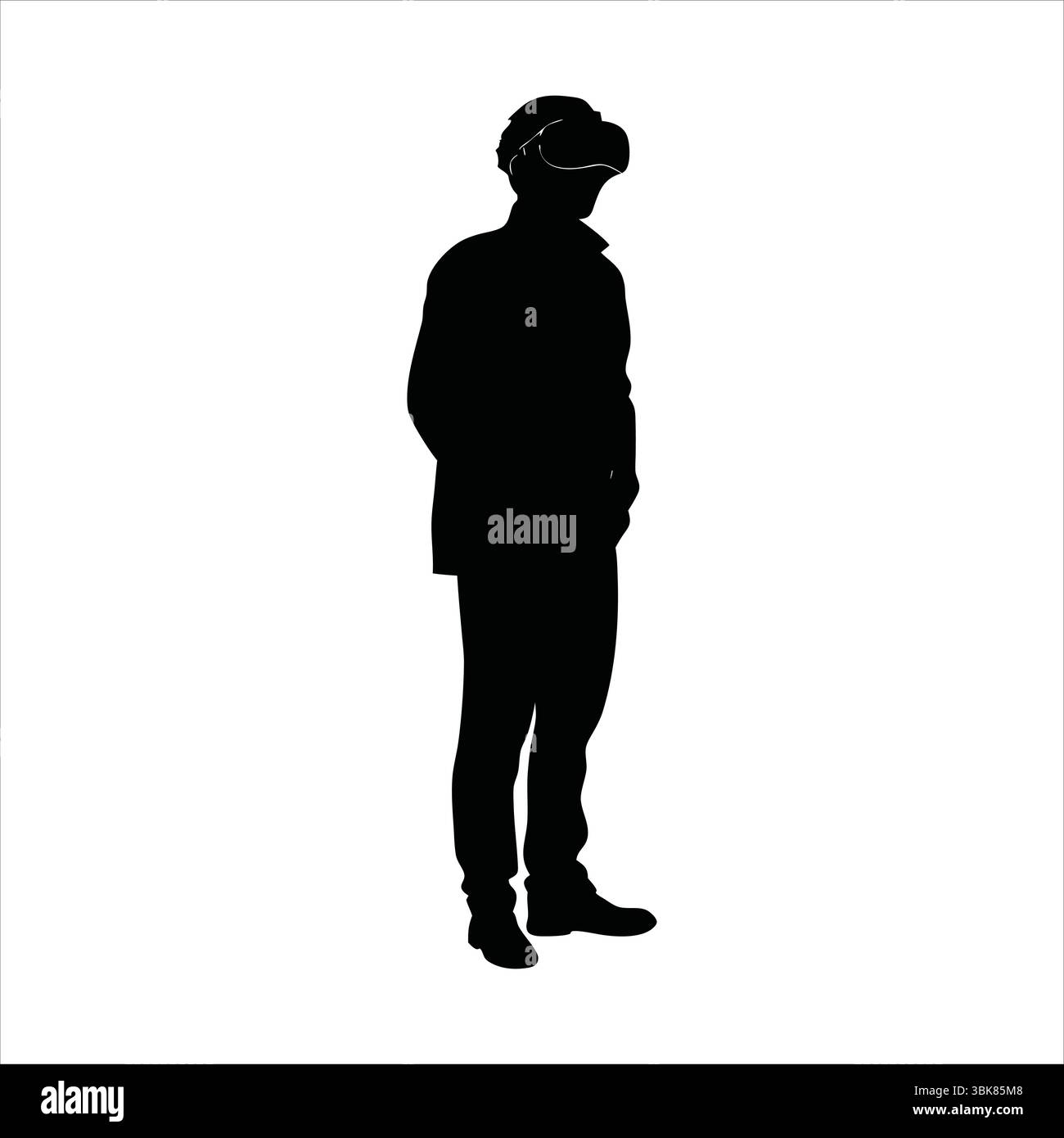 Person Using VR Headset Silhouette - Virtual Reality Experience Silhouette Vector Stock Vector