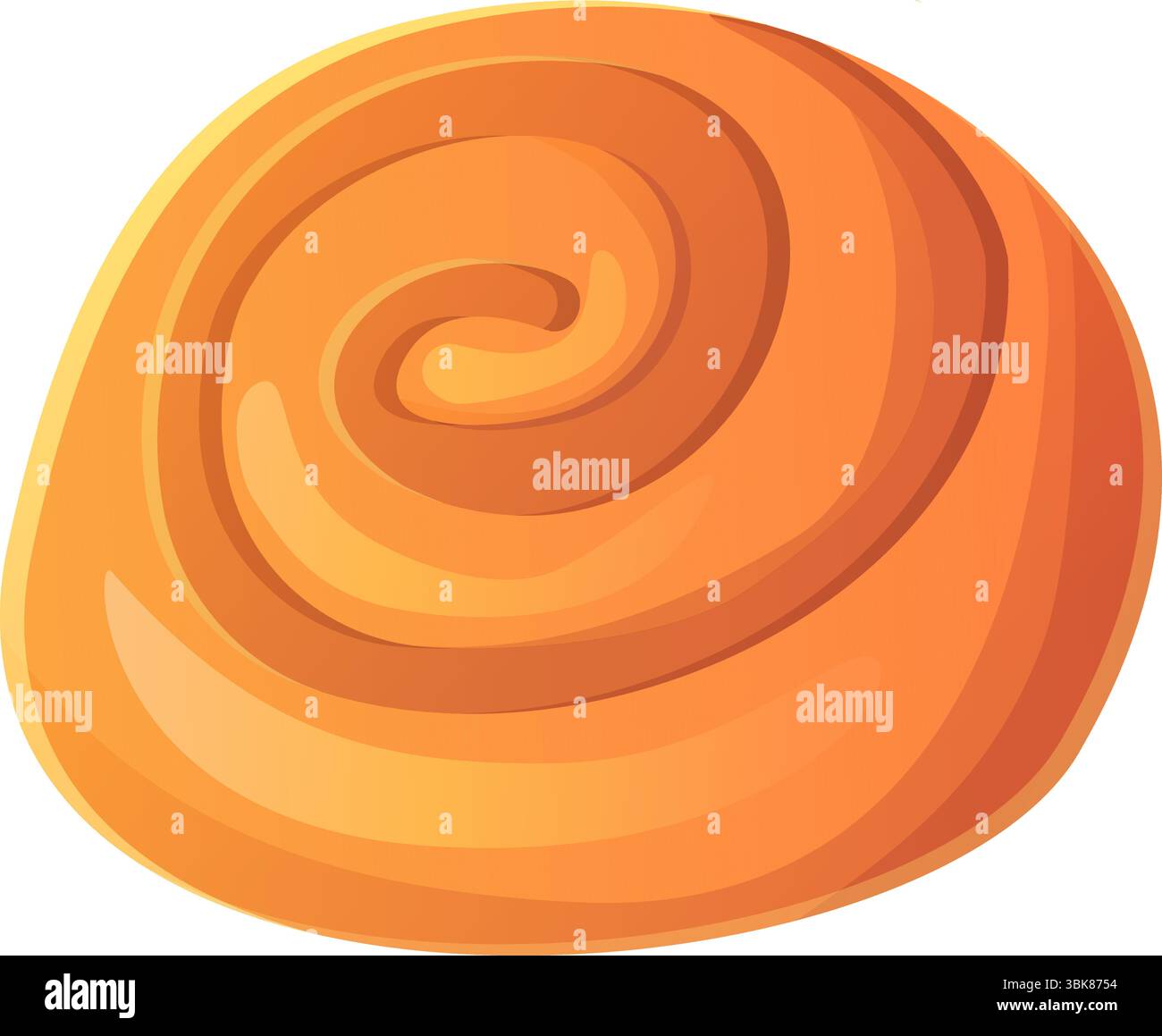 Cartoon cinnamon roll bun isolated on white background Stock Vector