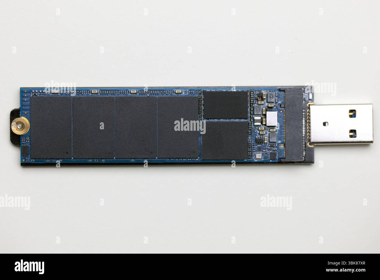 Solid state drive against white background closeup Stock Photo