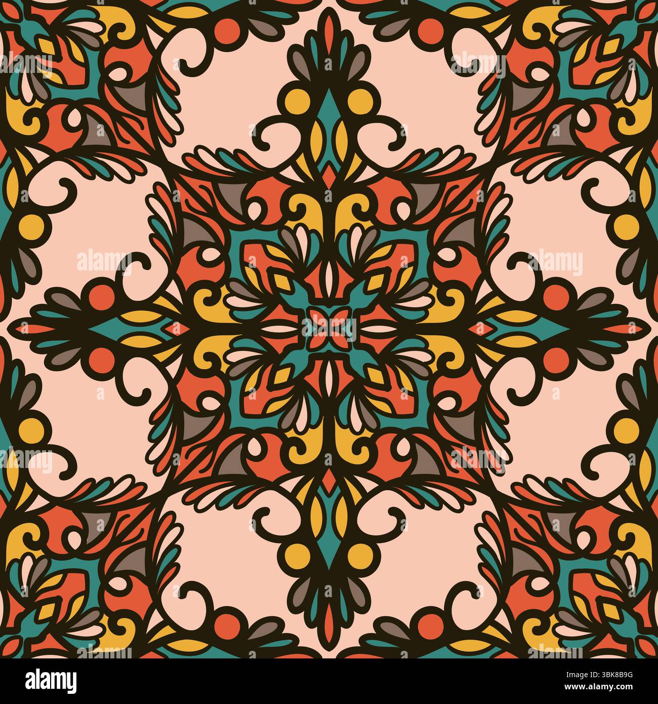 line floral scribble seamless pattern background Stock Vector