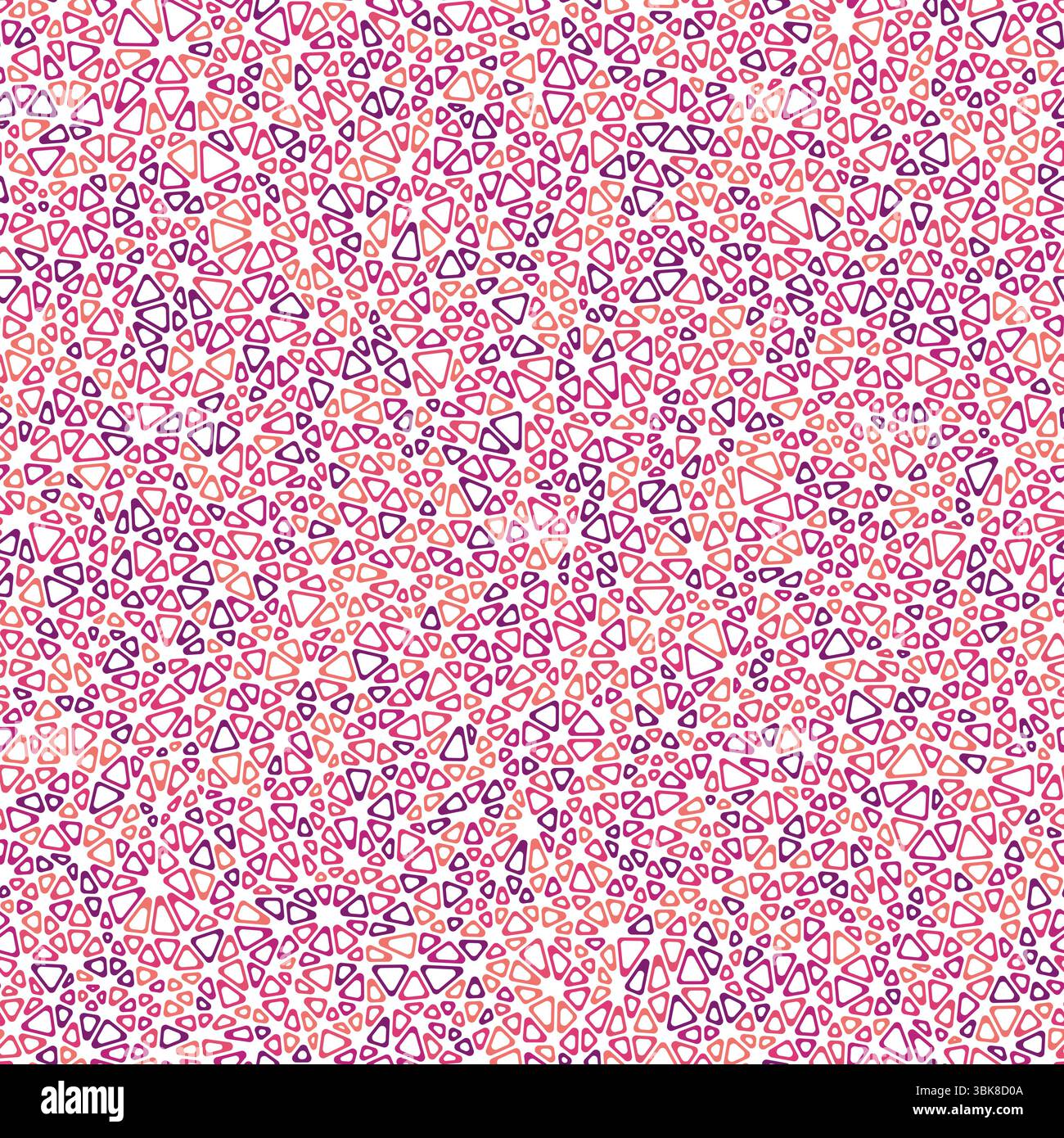 Triangles pattern geometric design. Tiny triangles size. Multiple colors style. Rounded triangular cells outlined. Repeatable pattern. Rose petals. Stock Vector
