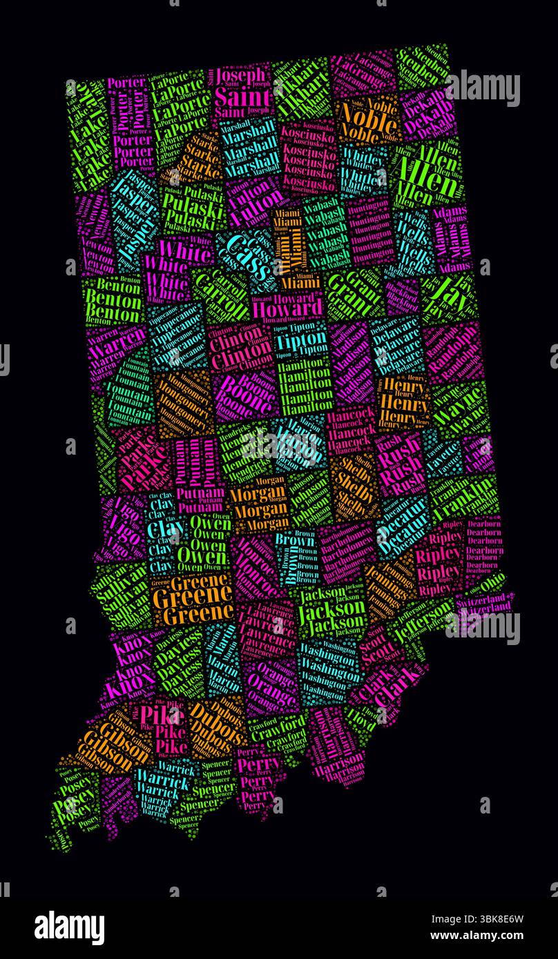 Indiana map glowing neon hi-res stock photography and images - Alamy