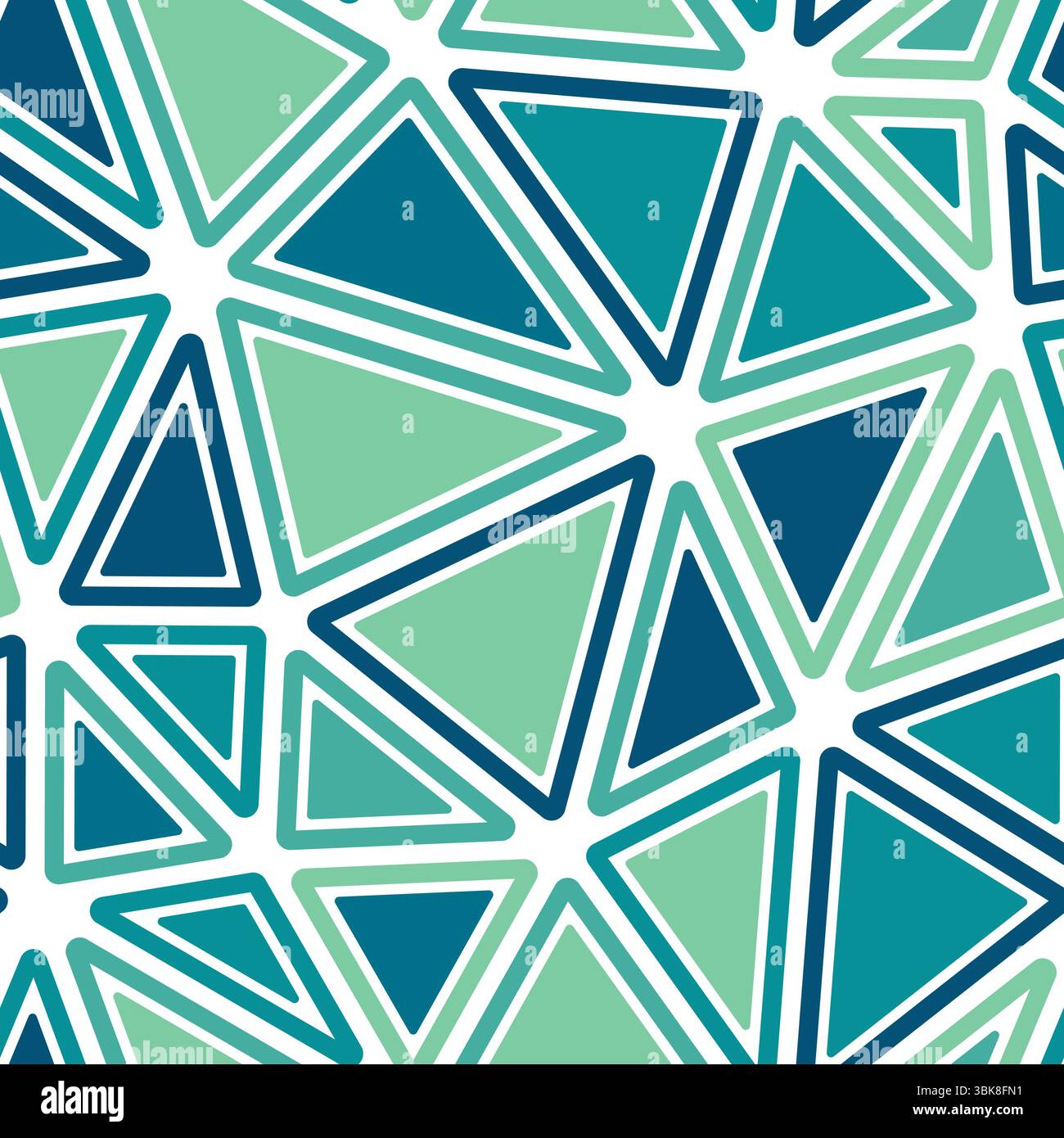 Triangulation geometric shapes background. Rounded solid shapes in frames. Big triangles size. Multicolored style. Repeatable pattern. Stock Vector