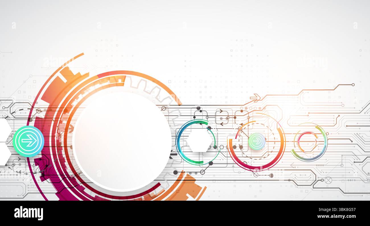 Abstraction on the theme of tech circles. Scientific and technological background. Vector background. Stock Vector
