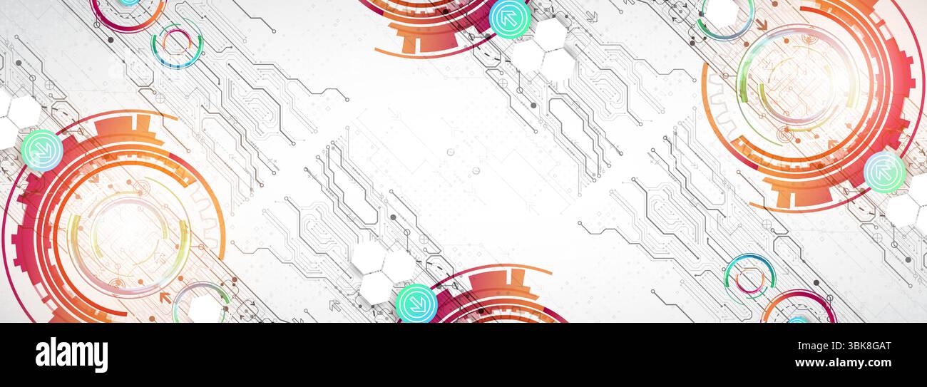 Abstraction on the theme of tech circles. Scientific and technological background. Vector background. Stock Vector