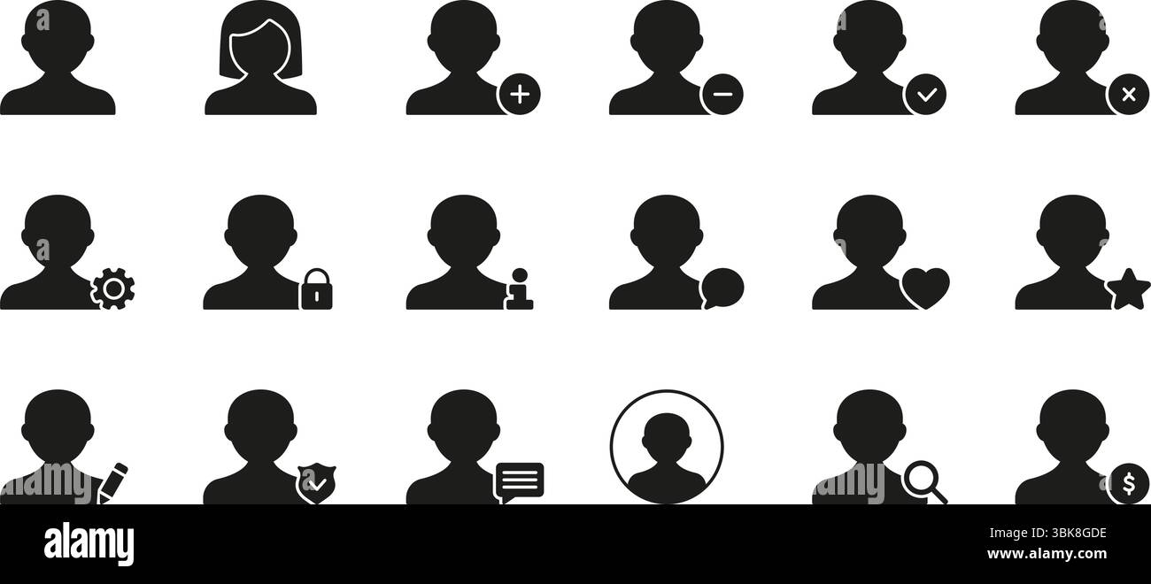 User Profile Management Icon Set. User Interaction, Account Settings ...