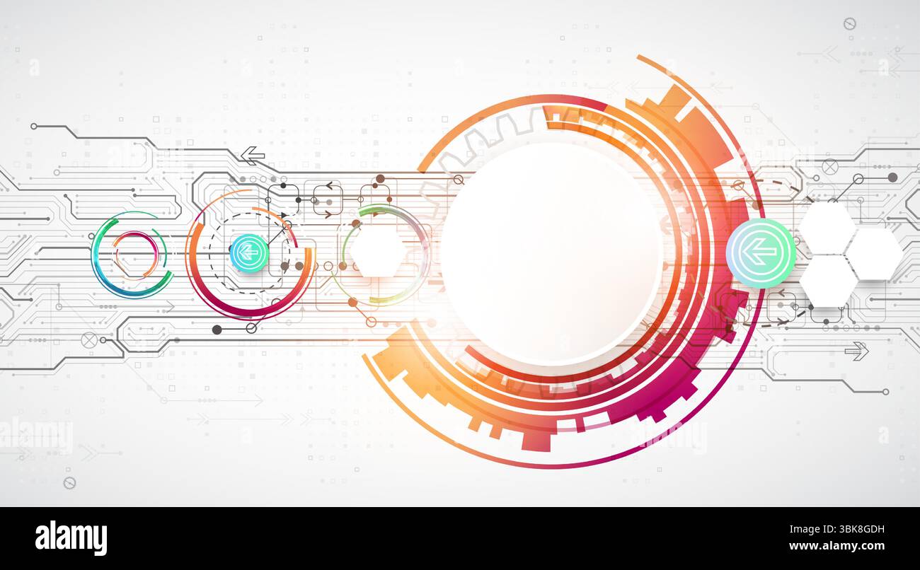 Abstraction on the theme of tech circles. Scientific and technological background. Vector background. Stock Vector