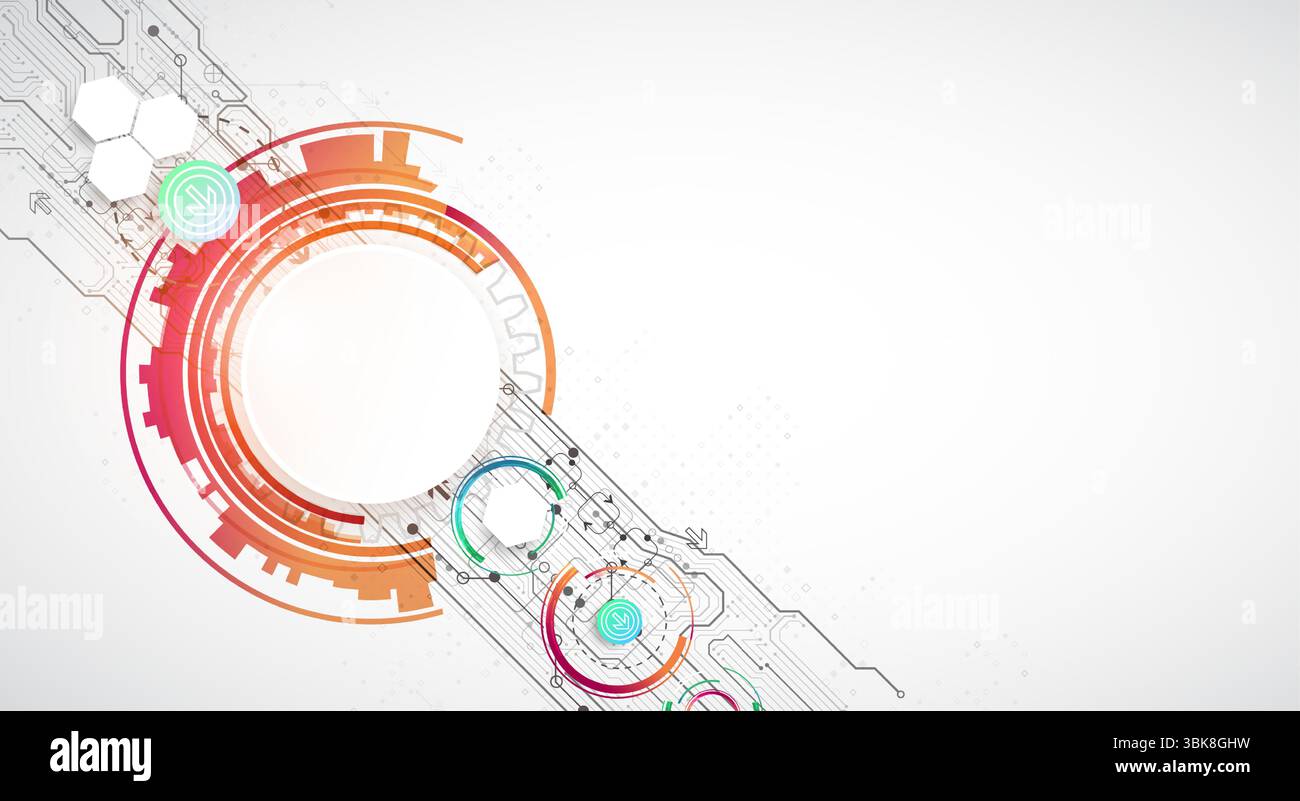 Abstraction on the theme of tech circles. Scientific and technological background. Vector background. Stock Vector
