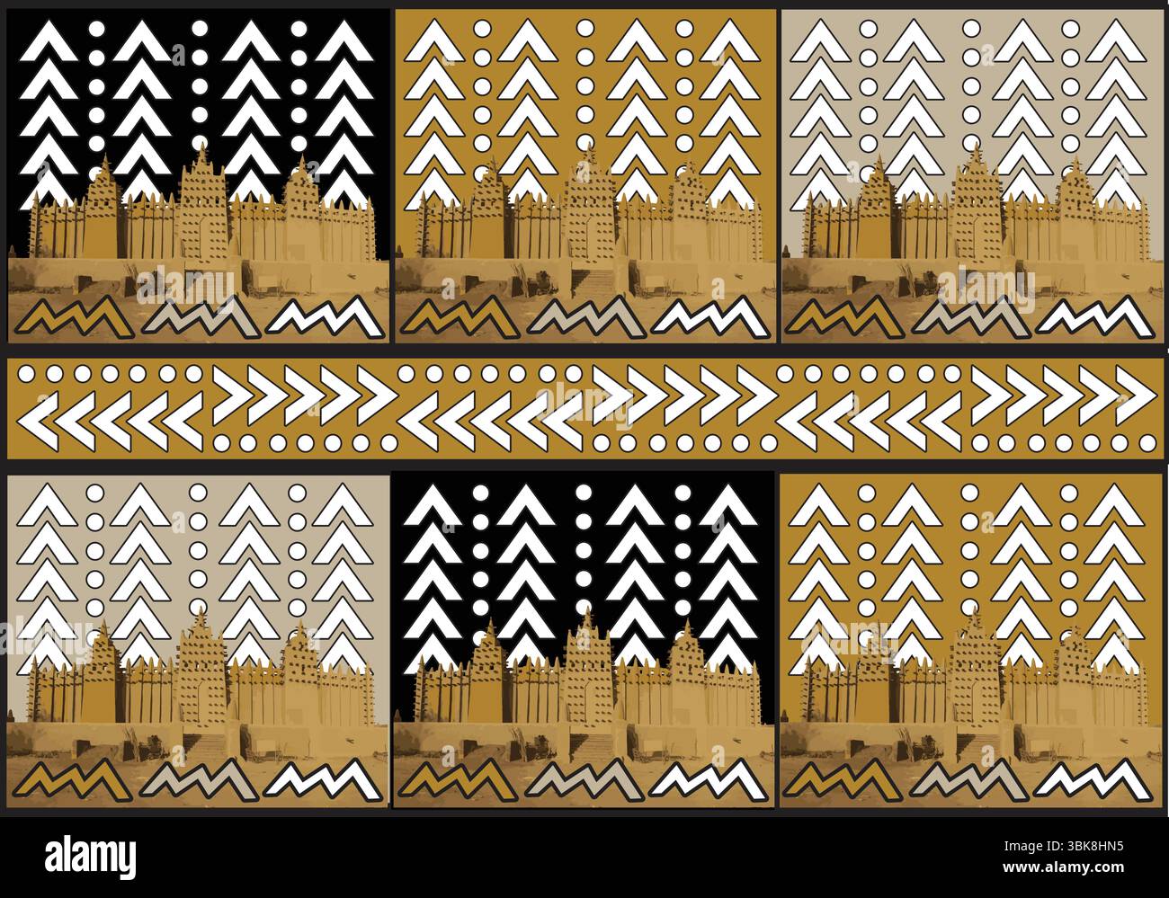 African Bogolan printed fabric Stock Vector