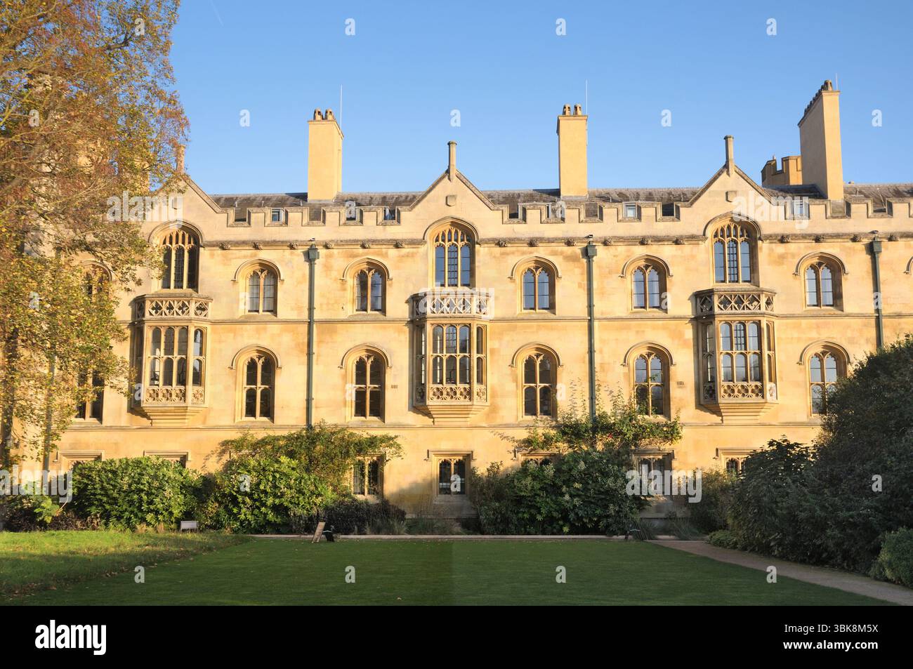 Exterior of Trinity College New Court, University of Cambridge, England, UK. Grade I-listed historic buildings. universities, architecture, facade Stock Photo