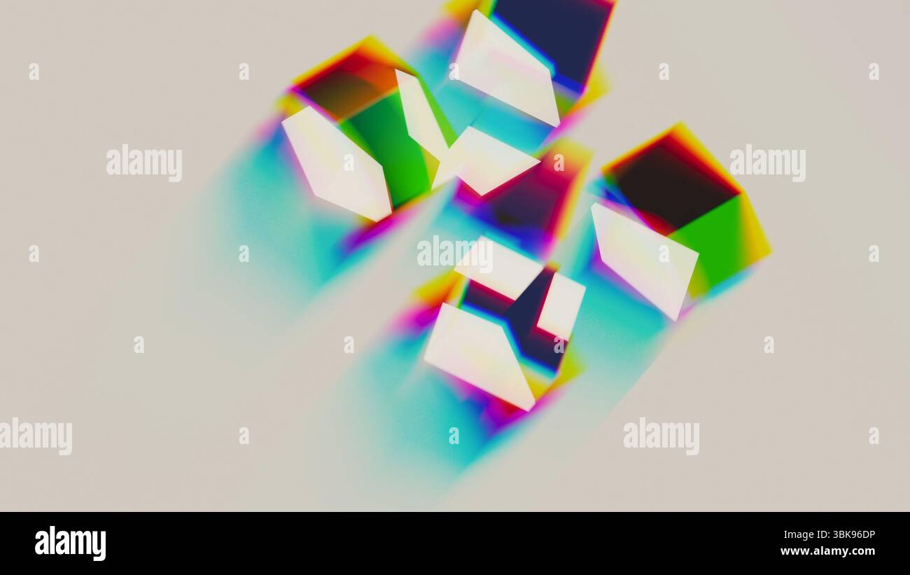 Colorful abstract background of cubes and squares. 3d render of shapes ...