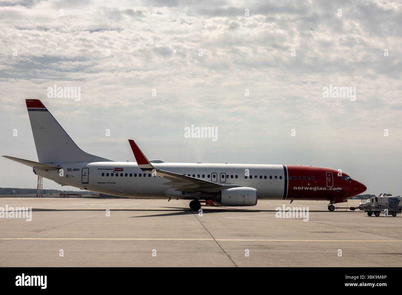 HUNGARY, BUDAPEST - JULY 27, 2022: Norwegian Airlines is one of the three founders of Scandinavian Airlines System closeup Stock Photo