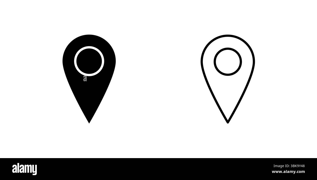 Map pin icon set used for location tagging and navigation systems Stock ...
