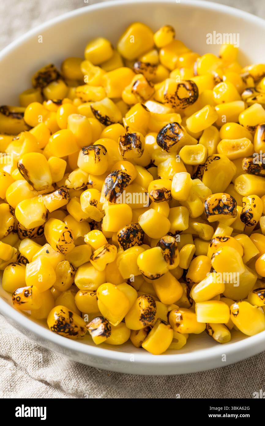 Homemade Fire Roasted Corn Kernels in a Bowl Stock Photo