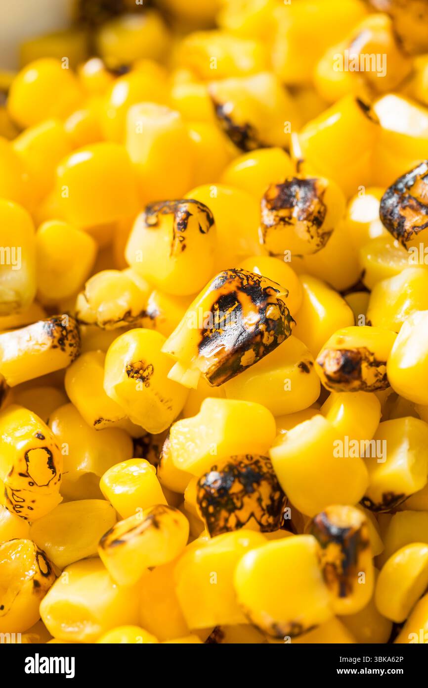 Homemade Fire Roasted Corn Kernels in a Bowl Stock Photo