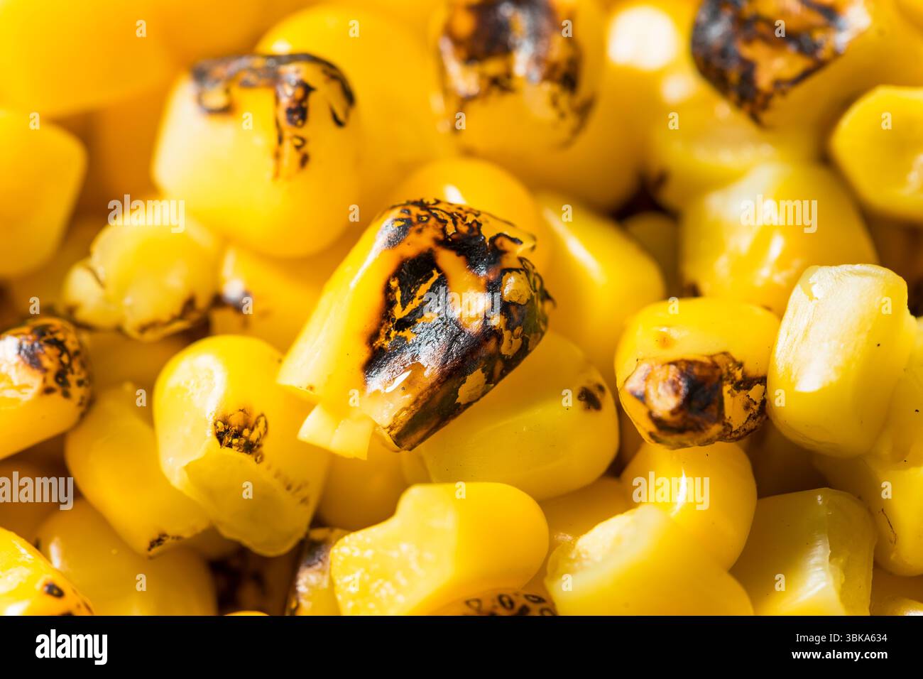 Homemade Fire Roasted Corn Kernels in a Bowl Stock Photo
