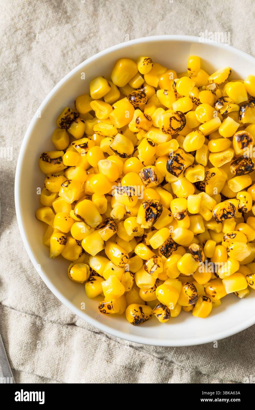 Homemade Fire Roasted Corn Kernels in a Bowl Stock Photo