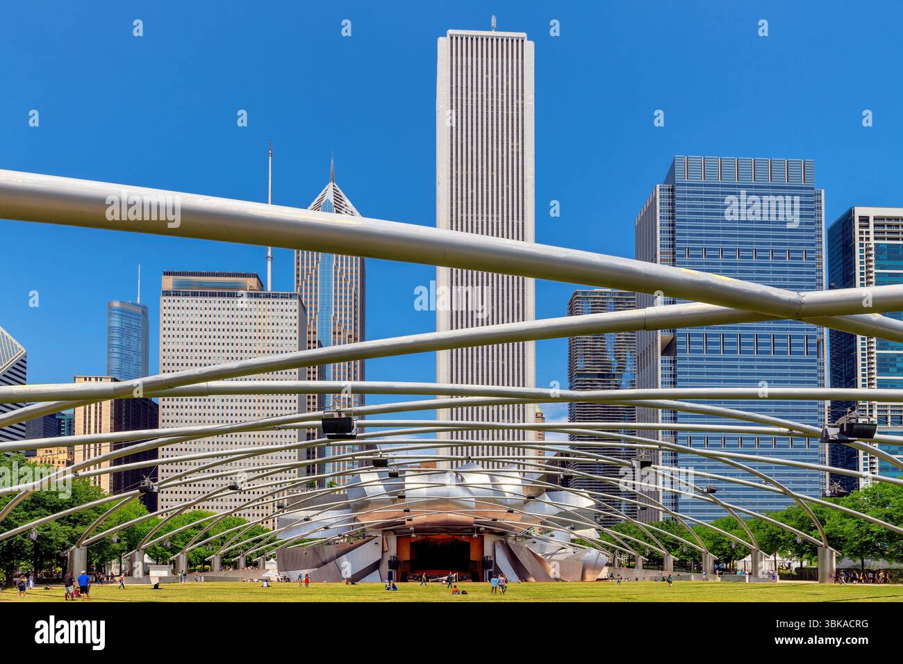 Downtown Chicago view from the Millennium Park, Chicago, Illinois, USA Stock Photo