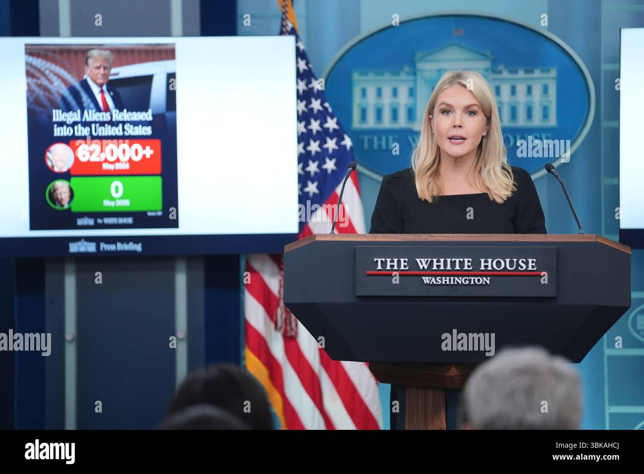 White House press secretary Karoline Leavitt speaks during a press