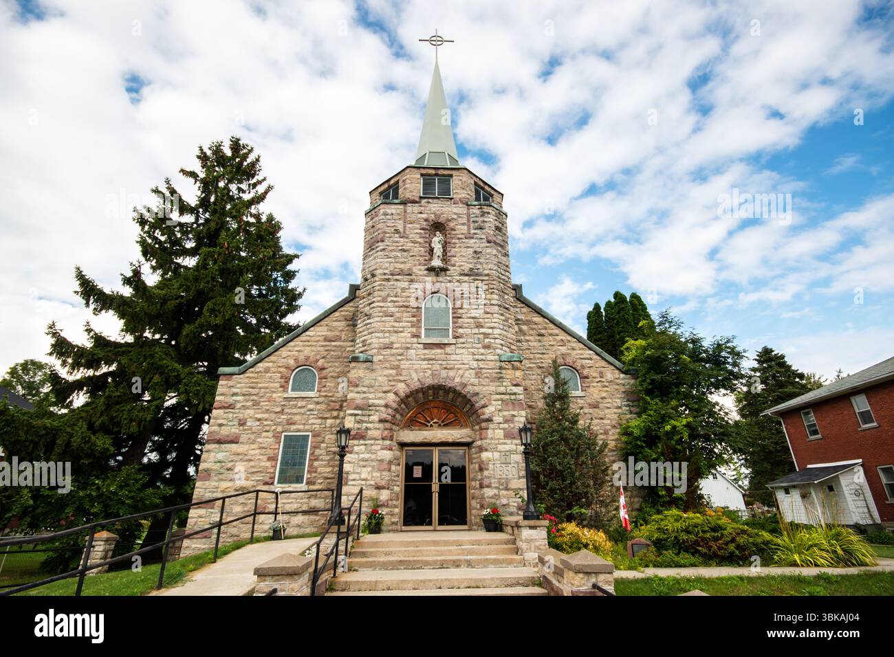 St. Bonaventure's Church, a Roman Catholic church, was built in 1950, in Killarney, Ontario, Canada Stock Photo