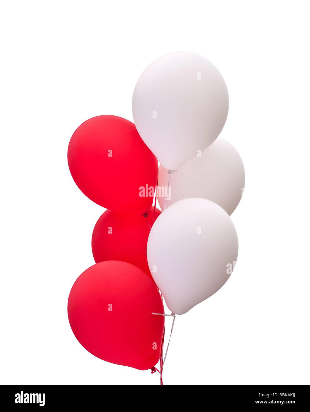 Red and white balloons isolated cutout on white background Stock Photo