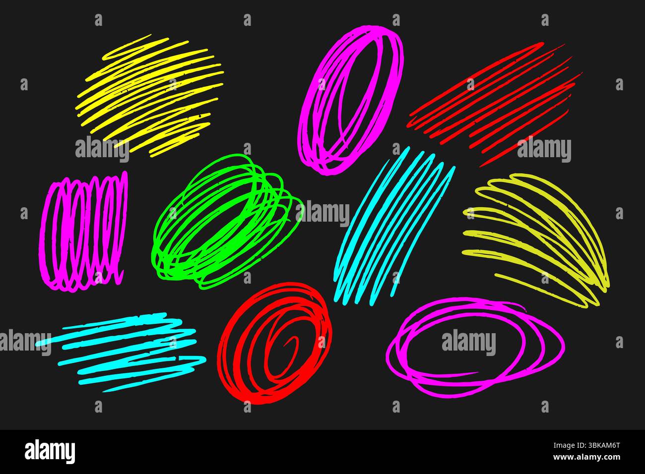 Bright Pencil Scribbles and Lines Set Stock Vector
