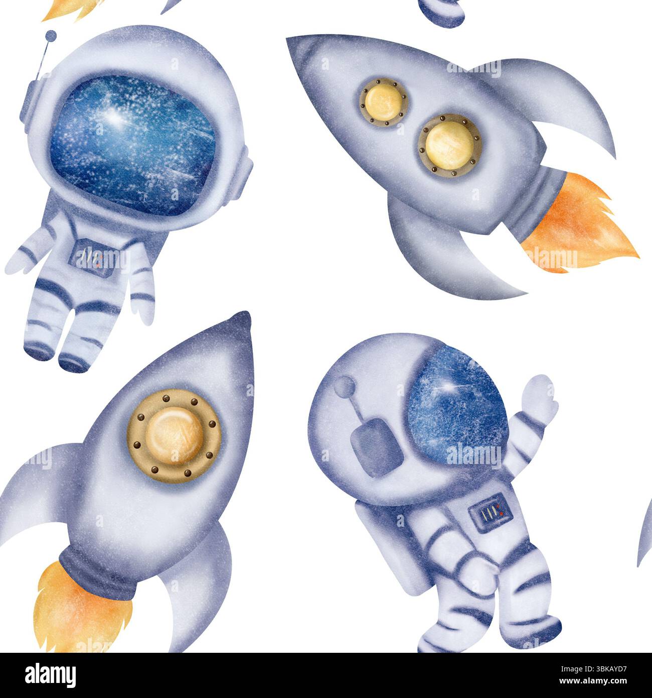 Children seamless pattern with astronaut, cosmonauts helmet, space ...