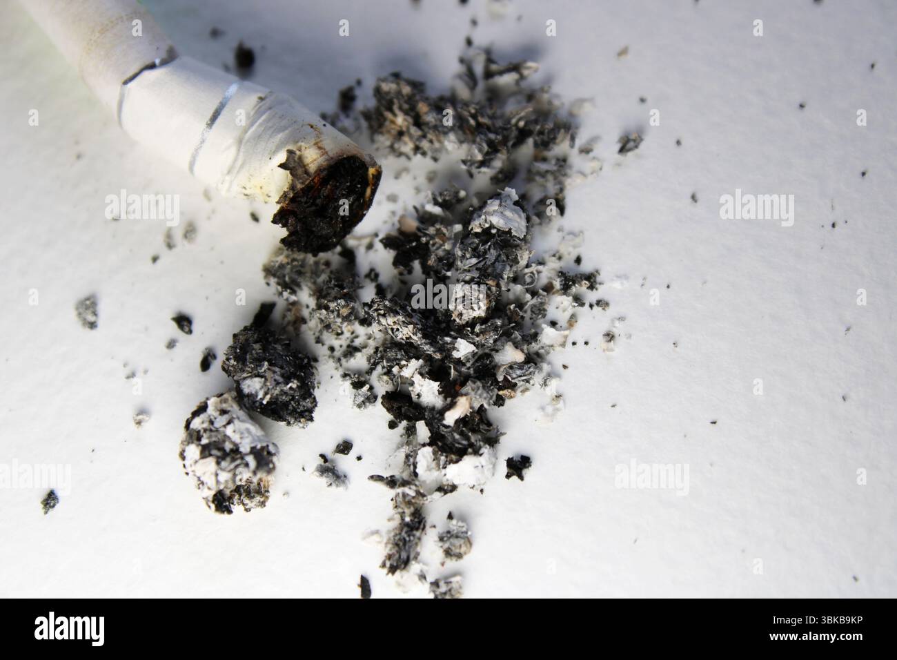 Extinguished cigarette with its ashes Stock Photo