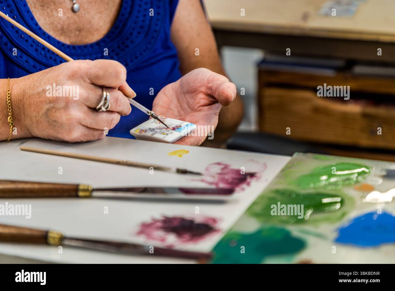Handcrafted in the Ateliers Arquié fine porcelain workshop in Limoges. The workshop has been awarded the French label "Entreprise du Patrimoine Vivant" (Living Heritage Company), which recognises exceptional traditional expertise. Avenue Baudin, Limoges, Nouvelle-Aquitaine, France Stock Photo