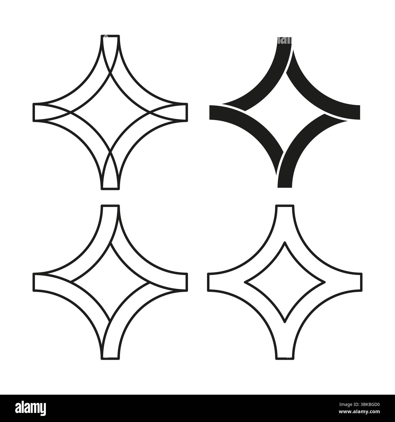 Rounded star icon. Abstract geometric figure. Vector curved form ...