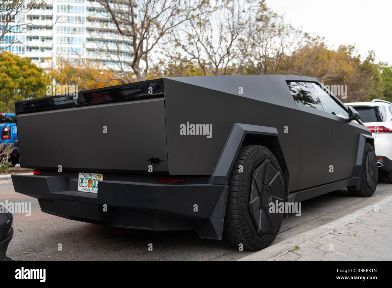 Tesla Cyberside Miami, Florida, USA - April 06, 2025: Car Tesla Cybertruck parked ...