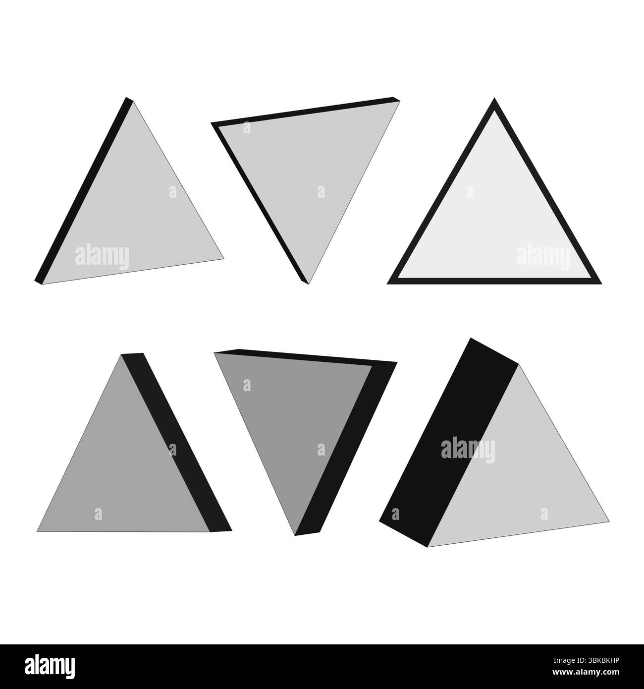 Three dimensional triangles. Isometric shape icon. Grey vector elements ...