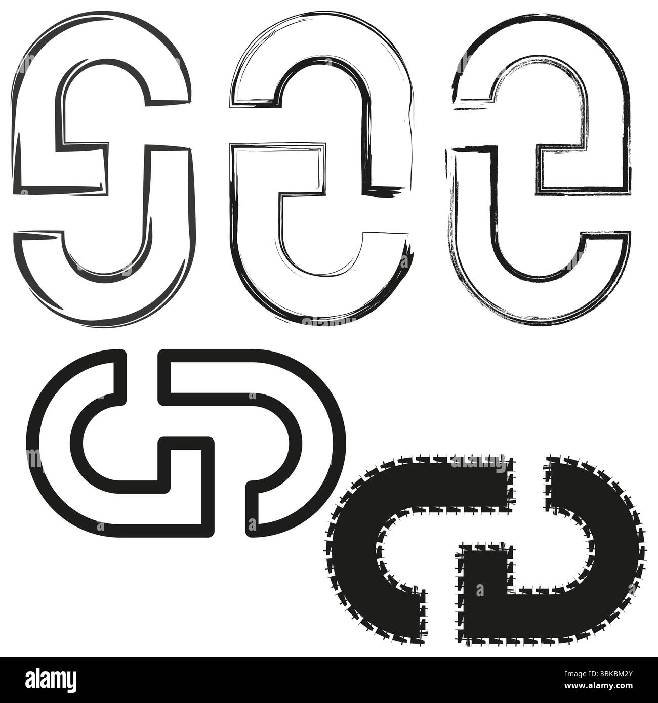 Chain link icon. Interlocked loop symbol. Abstract vector shape ...