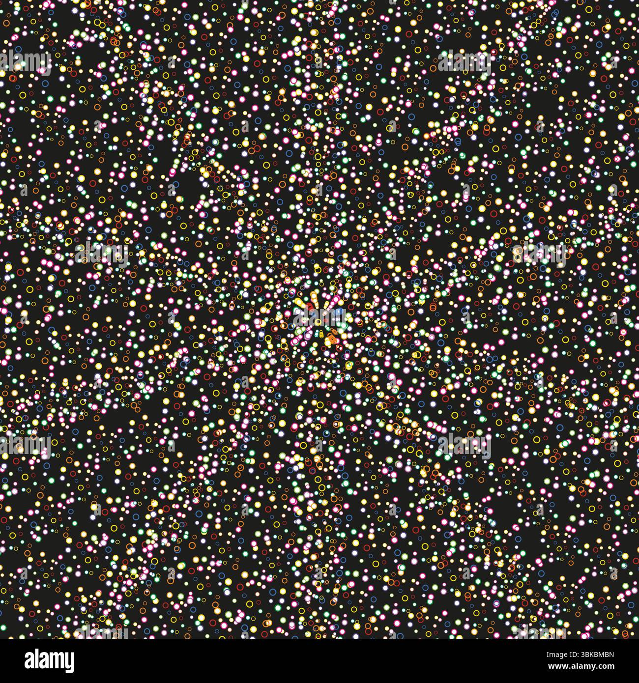 Colorful circle background. Light ring sparkles. Black space pattern. Vector bright dots. Stock Vector