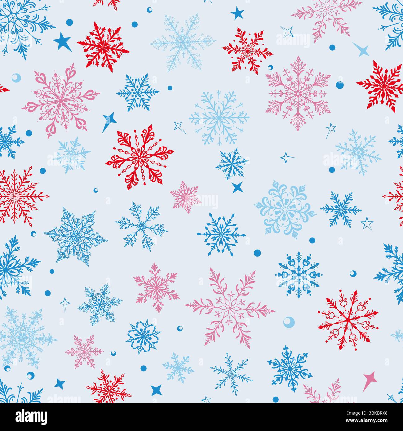 Christmas seamless pattern with big and small snowflakes in various ...
