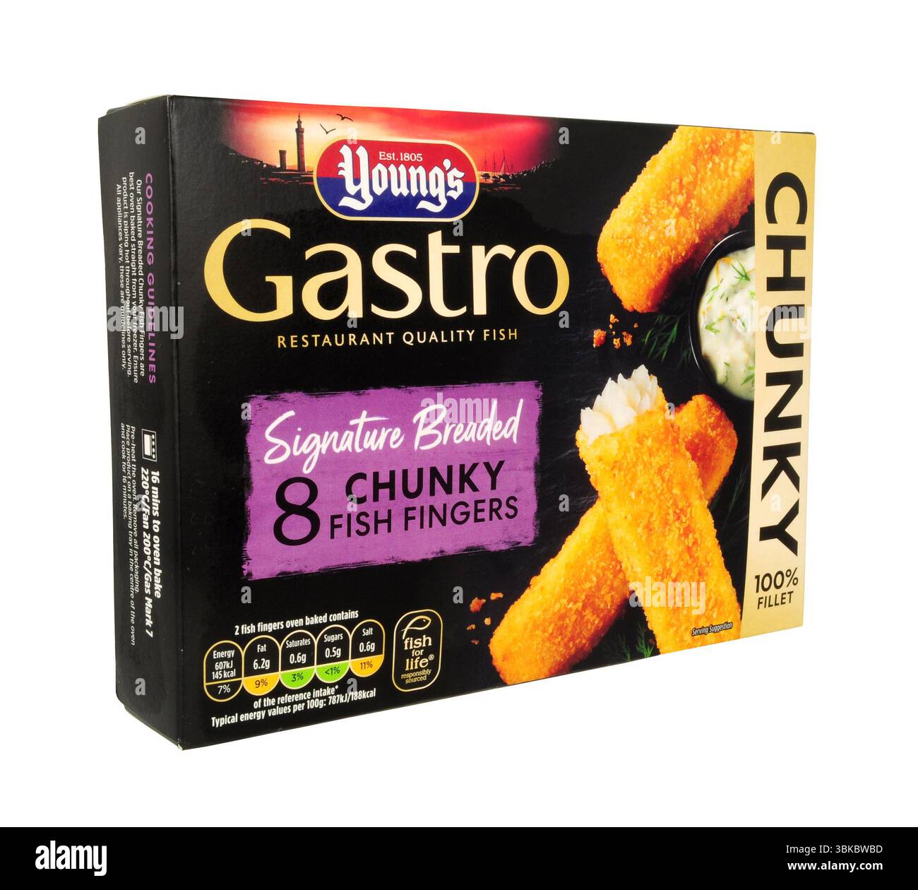 Youngs gastro signature breaded chunky fish fingers in a 320g eight ...