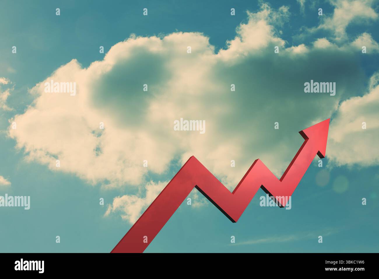 Red arrow pointing up against sky Stock Photo - Alamy