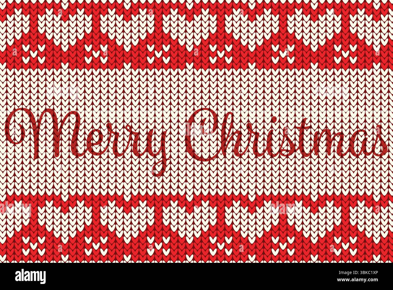red knitting Christmas vector background snowflakes Stock Photo