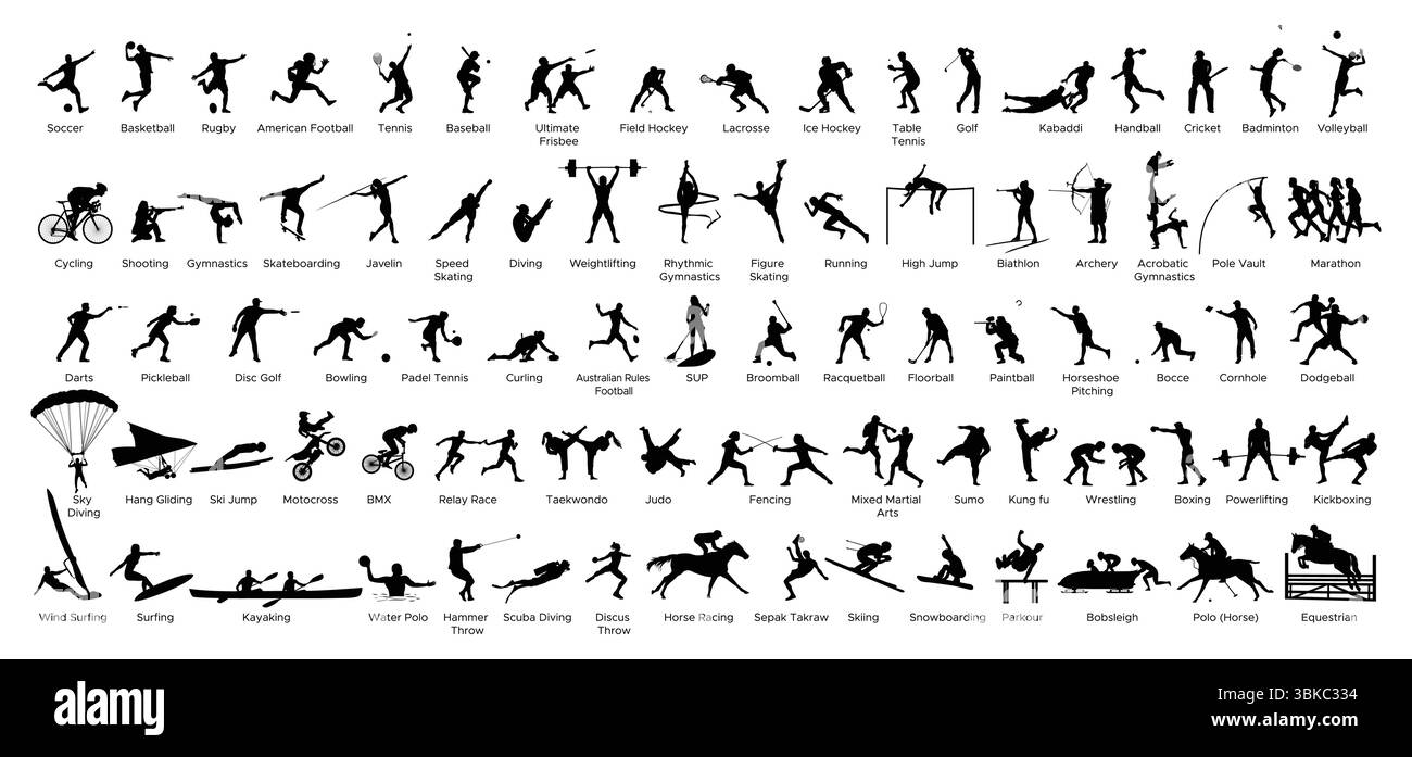 All sports player silhouette Stock Vector
