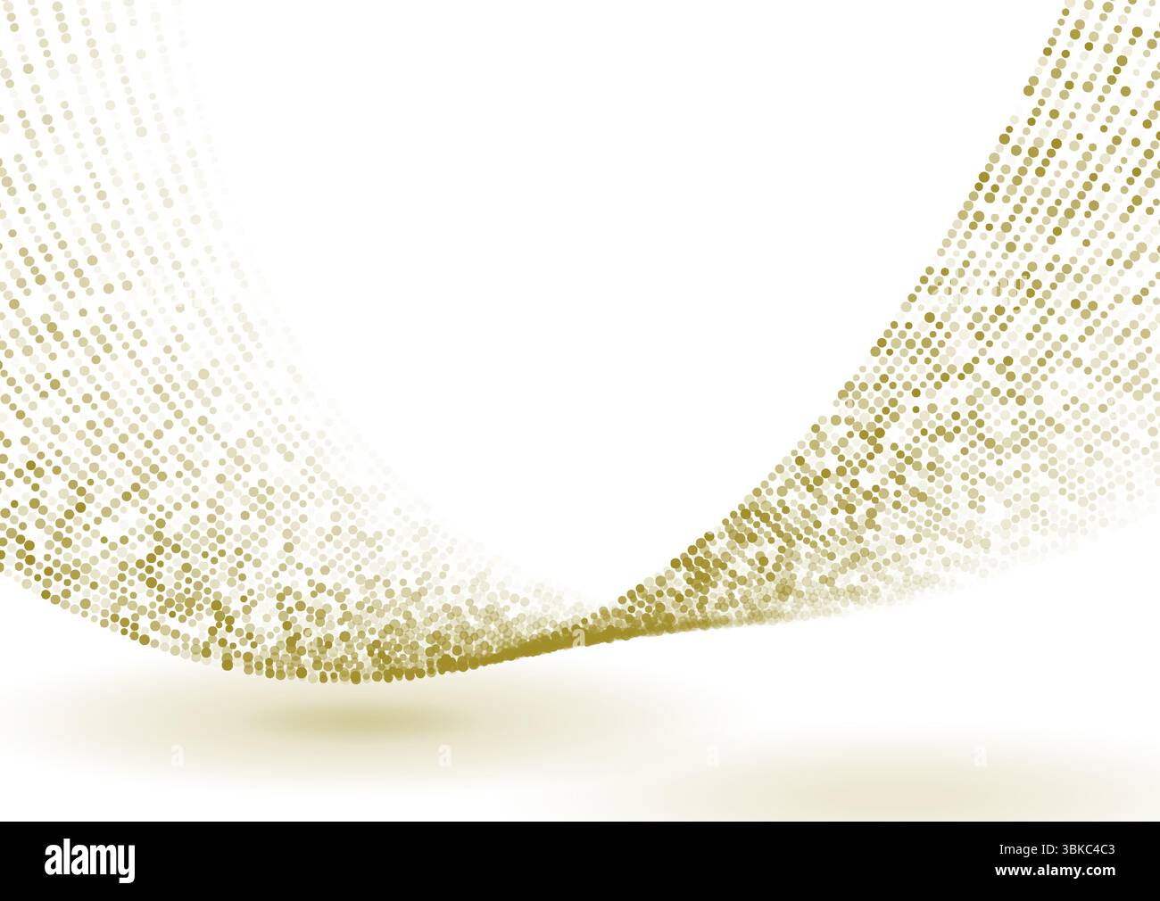 Golden minimal dotted waves abstract background. Geometric concept halftone vector design Stock Vector