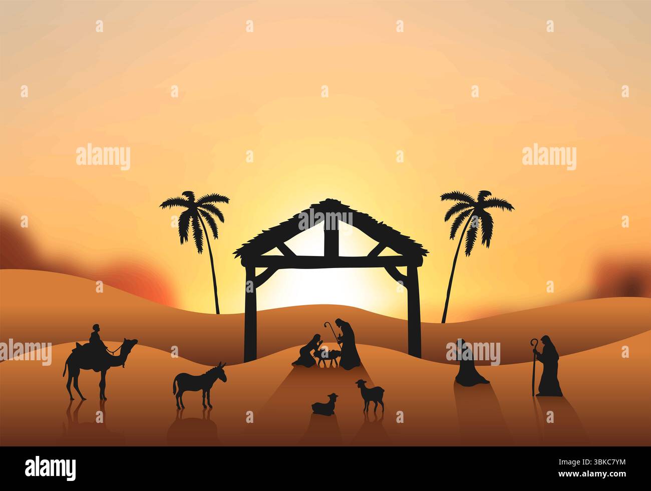 nativity scene with coke cans and camel cigarettes Christmas camel illustration hi-res stock photography and images